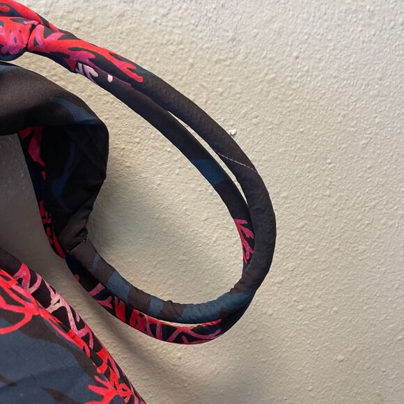 MODAPOSA Large Hobo Bag Coral Print Black Pink Red Lightweight Shoulder Tote‎ - Picture 5 of 5